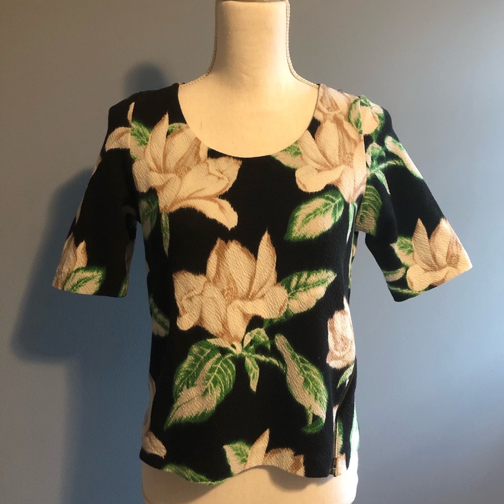Anthropologie black floral top